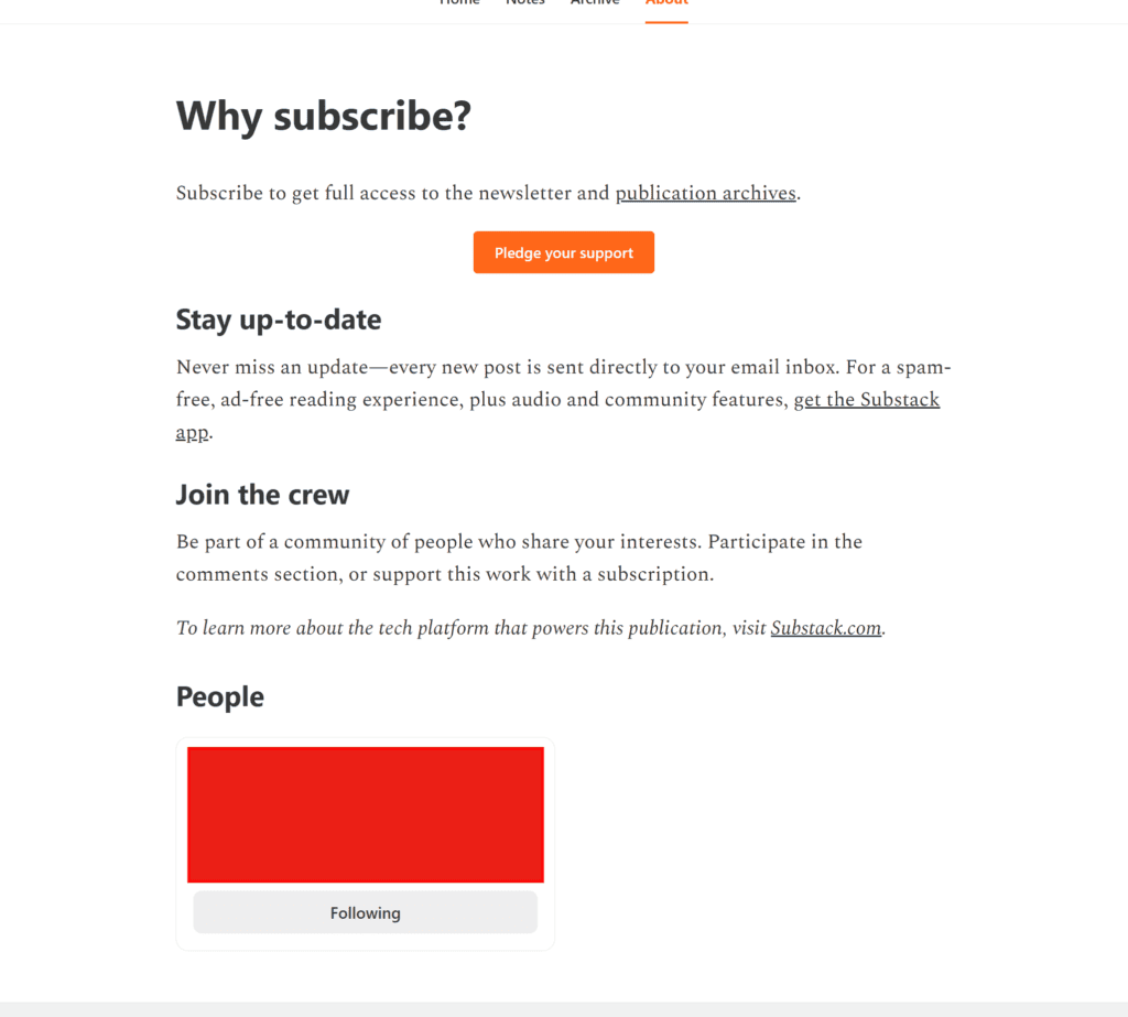 Substack about page